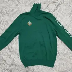 パーリーゲイツ PEARLY GATES 緑色 タートルネック 薄手セーター