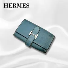 訳あり HERMES エルメス ベアン レザーキーケース ブルーのサムネイル