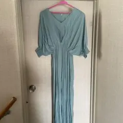 ワンピース　無地　青