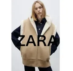 【ふわもこで可愛い✨】ZARA ザラ リバーシブルニットボアベスト ベージュ