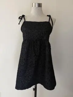 w closetフラワーバルーン ミニキャミワンピース ブラック フリーサイズ