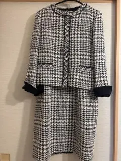 美品 SANDRO サンドロ 千鳥格子 白襟 ワンピース M ハウンドトゥース
