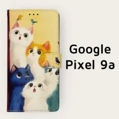 Google Pixel9a 手帳型ケース 黄色 かわいい 猫