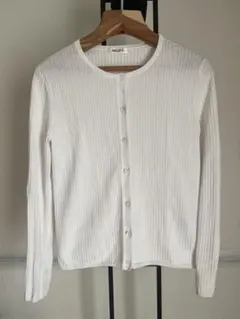 NOLLEY'S ホワイト リブ編み カーディガン
