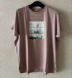 CINEMA CLUB フォトプリント Tシャツ くすみピンク LL