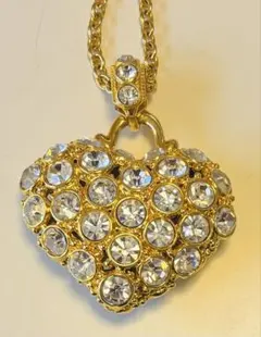 ゴールド ハート ラインストーン ネックレス ペンダント アクセサリー