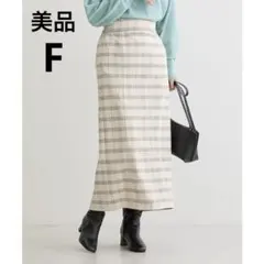 【タグ付】ELENCARE DUE チェックナロースカート アイボリーFロング丈のサムネイル