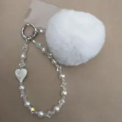 バックチャーム♡携帯チャーム♡ファー付きビーズキーホルダー
