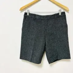【オフオン】毛混ショートスラックスパンツ　Mサイズ　灰色グレー系　秋冬