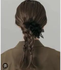 SMELLY リボンシフォンバレッタ　ヘアクリップ　ブラック