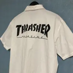 THRASHER MAGAZINE ワークシャツ ホワイト 半袖 L 刺繍のサムネイル