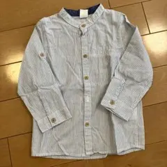 H&M キッズ長袖シャツ 青と白のストライプ 90cm
