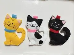 ハンドメイド　ネコ　フェルトマスコット