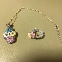 ビーズ ネックレス リング セット