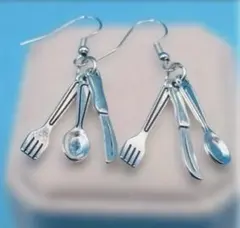 カトラリーセット モチーフ おもしろ 珍しい ピアス シルバー