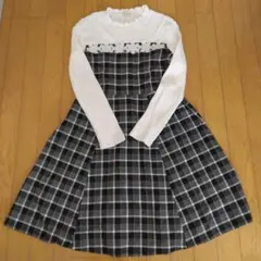 trois lapins チェック柄ワンピース 160