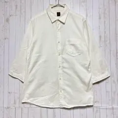 ◆タケオキクチ　七分袖　シャツ　刺繍　ドット柄　綿100　カジュアル　白　M　L