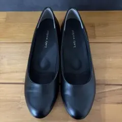 Lady worker アシックス商事ブラック フラットパンプス23.5