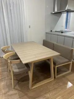 【引取限定】カリモク　ダイニングテーブル＋チェア2脚＋ベンチ　セット