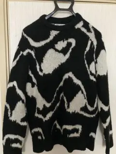 【ZARA】 アブストラクトジャガードニット ブラック×ホワイト 秋冬