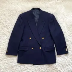 美品 紺ブレ 金ボタン ダブル ブレザー ジャケット ウール Sサイズ