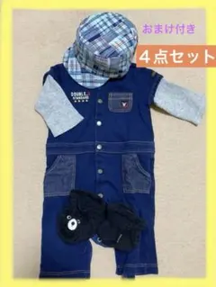 4点セット【美品】　ミキハウスダブルビー　ロンパース　帽子リバーシブル　ソックス