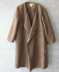 [H＆М]ブラウンベージュ スエード風 ロングコート