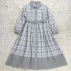 美品 プープレ peu pres デイジーチェックプリント シャツワンピースのサムネイル