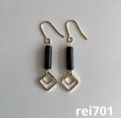 No.296 シンプル　天然石　オニキス　ピアス　イヤリング