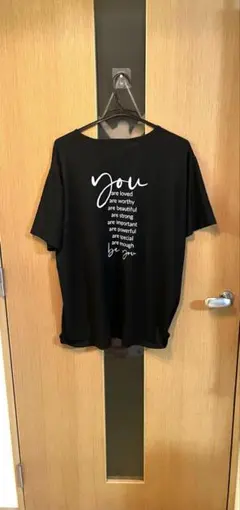 【3XL】メッセージプリント Tシャツ ブラック オーバーサイズ