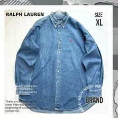 90s【ラルフローレン】 シャツ デニム シャツ XXL〜XXXL相当 ジーンズ