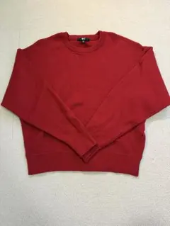 UNIQLO スムースコットンクルーネックセーター レッド M