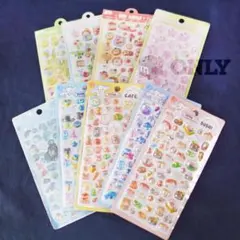 ９種類セット　ラメ入り　キュートなキャラクターのぷっくりシール