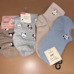 レディースソックス 4足セット パンダ柄