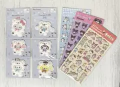 セリア サンリオ パイルワッペン コンプリート ➕ダイソー ぷくっとシール3点