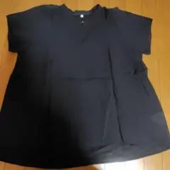 強撚ボイルフレンチスリーブブラウス　無印良品Ｌ ブラックのサムネイル