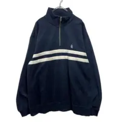 90s NAUTICA ハーフジップスウェット 紺白 メンズXL