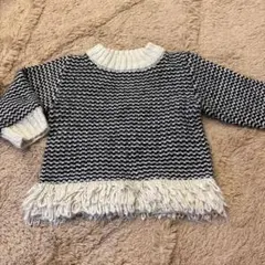 petit main ブラック/ホワイト セーター S