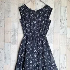 美品　ウィルセレクション　ロングフレアワンピース　ノースリーブ　花柄　S
