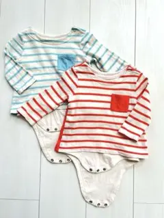 baby GAP 60 Tシャツ風　重ね着　ロンパース 　ボーダー　ドット