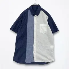 タカキュー TAKA-Q シャツ 半袖 麻 綿 切り替え シャンブレー 夏のサムネイル