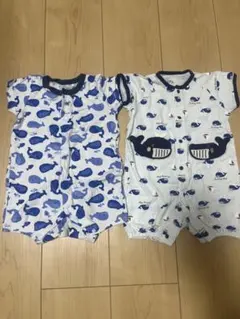 くじら柄　ロンパース　2点セット　60〜70& 50〜60