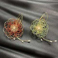 花のデザイン ブローチ 2個セット