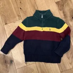 110㎝　Polo マルチカラー ハーフジップ ニットセーター