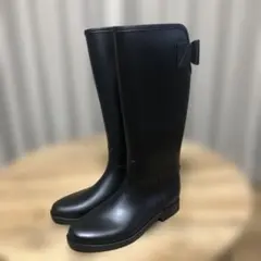 新品未使用/しまむら バックリボン レインブーツ 長靴(L)24〜24.5cm黒のサムネイル