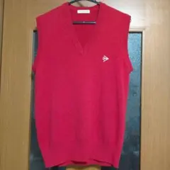 ダンロップ 赤いニットVネックベスト L