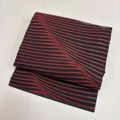 E*Y様 名古屋帯 幾何学模様 黒地 上品な加工 九寸 正絹 AO-5831