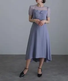 【atlo】フォーマルフロントギャザーパーティードレス オケージョンドレス結婚式