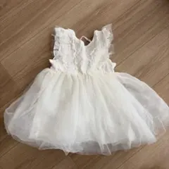 ホワイト ベビードレス フリル付き 80cm