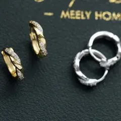 両耳☆キラキラ フープピアス 輪っかピアス ねじり ひねり ニッケルフリー